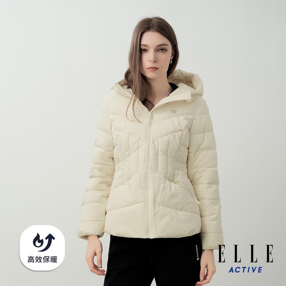 ELLE ACTIVE 石墨烯恆溫防風防潑水保暖連帽外套-珍珠白 EA25A1W680191