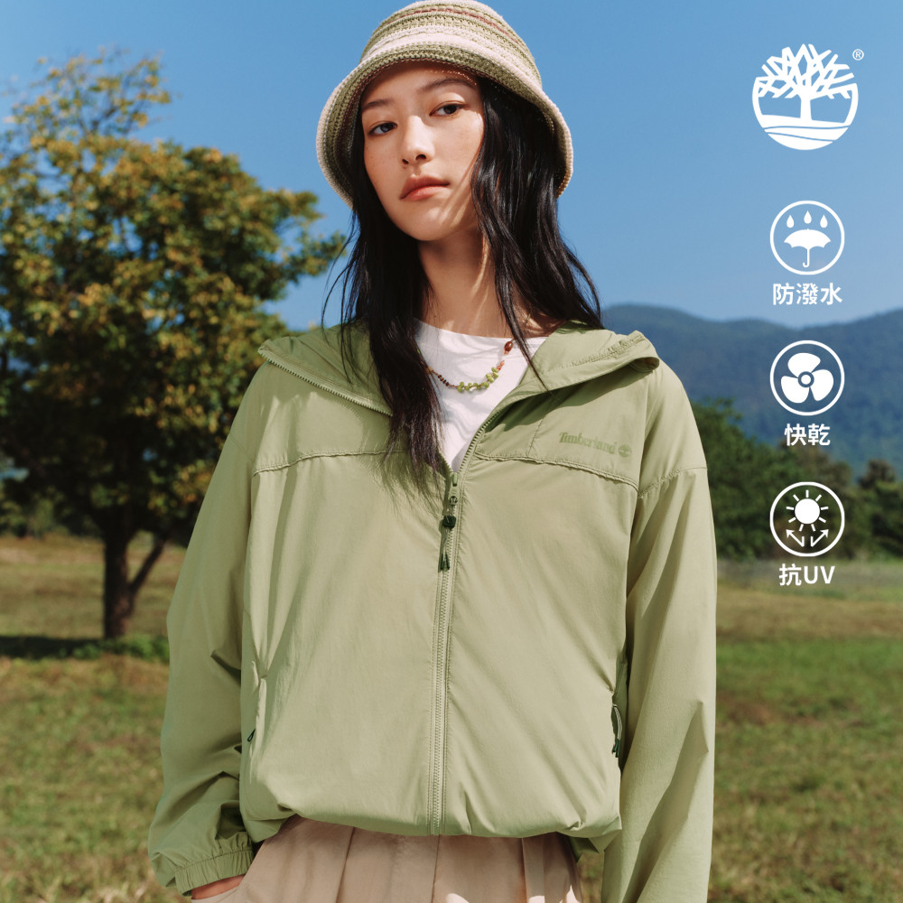 Timberland 女款灰綠色寬版多功能防曬外套|A42CF590