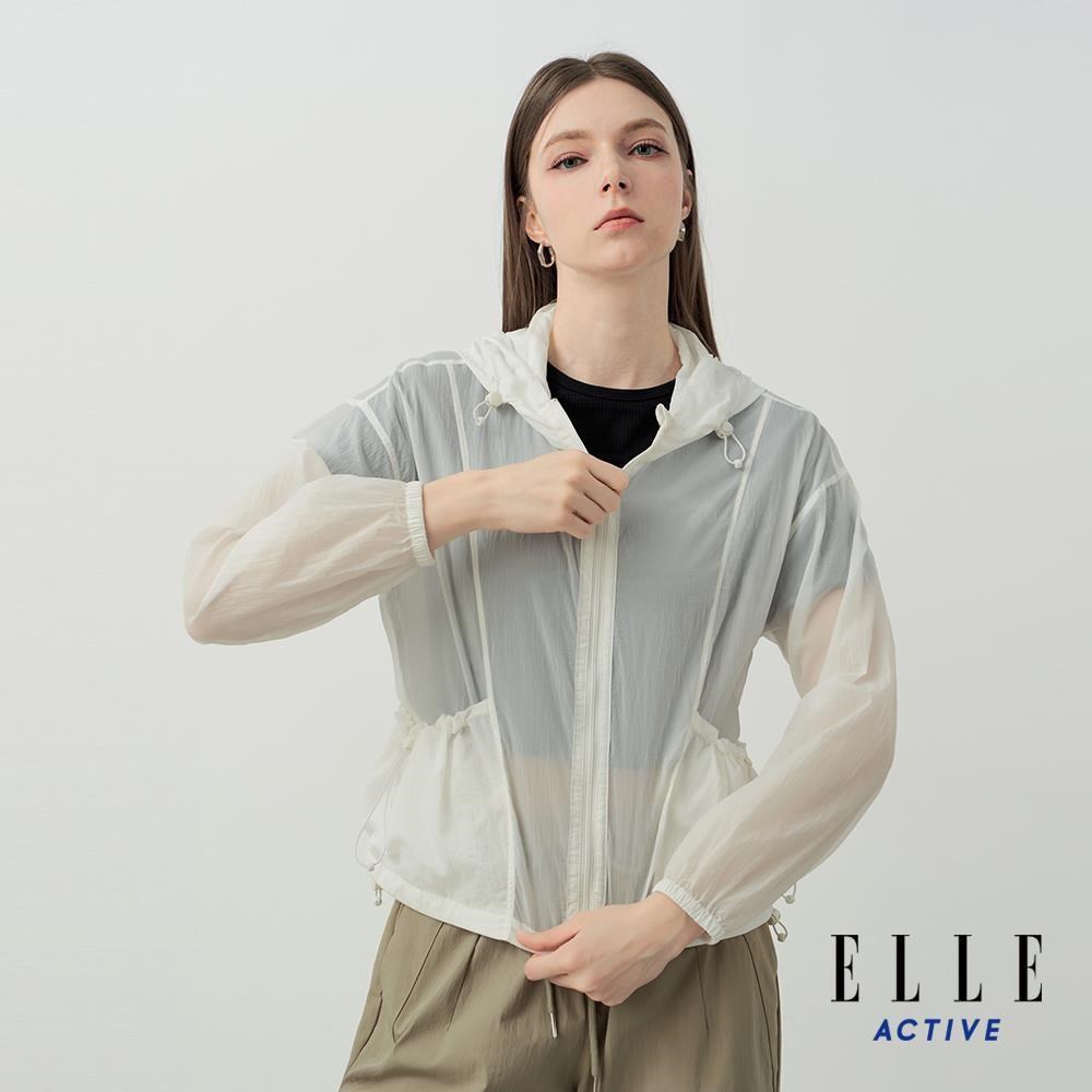 ELLE ACTIVE 女款 輕量抗UV抽繩防曬外套-珍珠白 (EA26S2W6102-91)