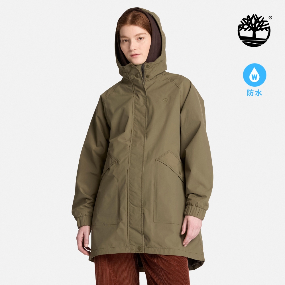 Timberland 女款褐綠色寬版防水派克大衣|0YH4YAIE