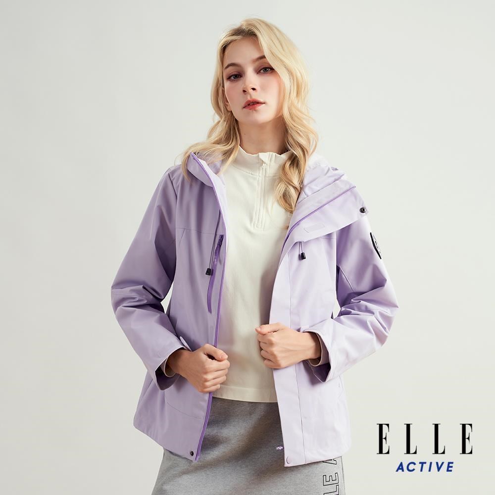ELLE ACTIVE 女款 防潑水拉鍊口袋連帽夾克/外套-淺紫色 (EA26A3W6102-21)