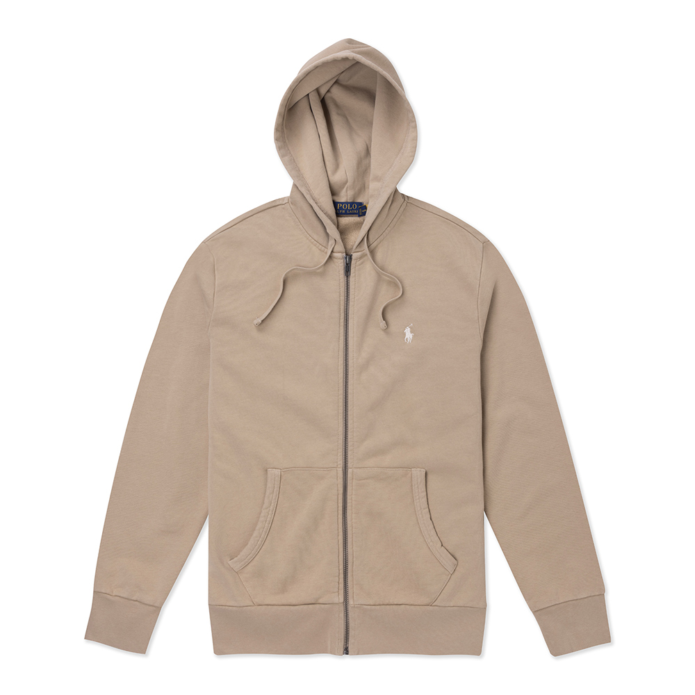RALPH LAUREN POLO 熱銷刺繡小馬素面連帽外套 上衣-奶茶色(土耳其製)
