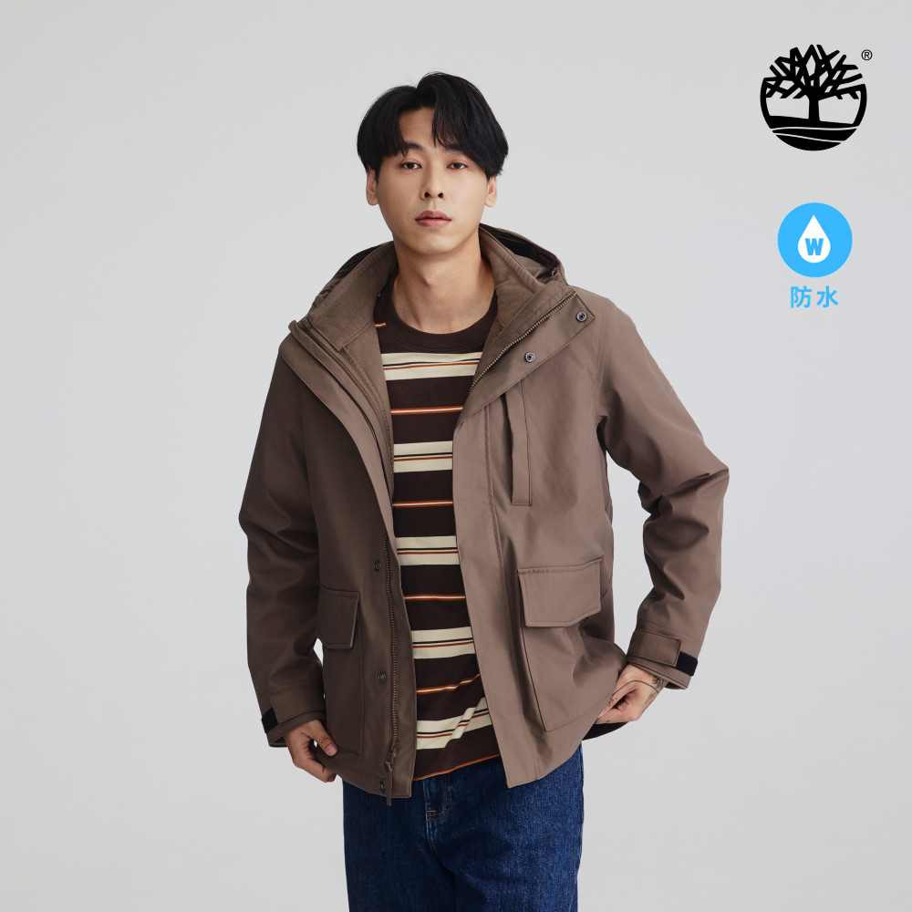Timberland 男款咖啡色三合一防水連帽外套|A6BNCBK0