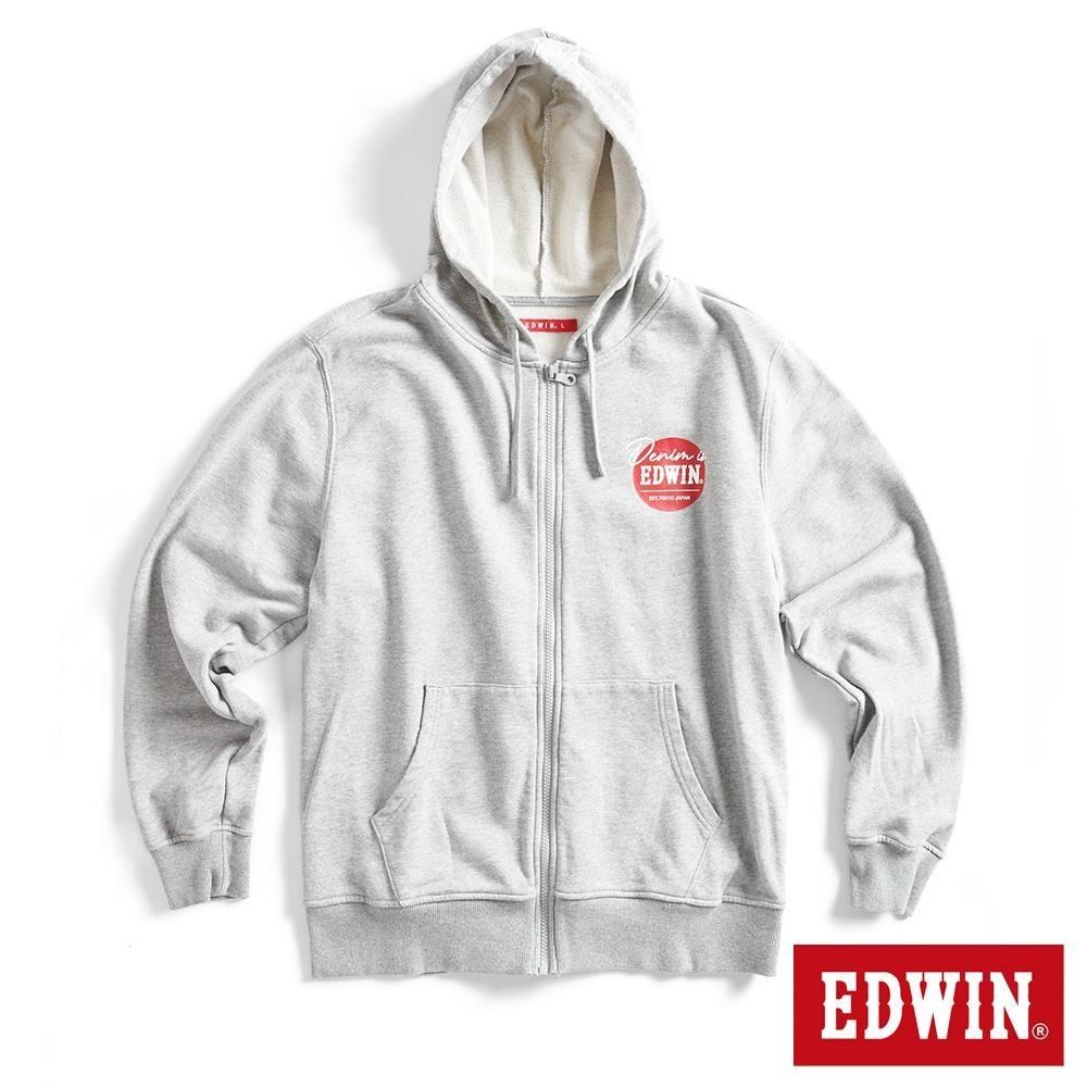 EDWIN 男裝 網路獨家 圓標LOGO連帽拉T外套 (麻灰色)