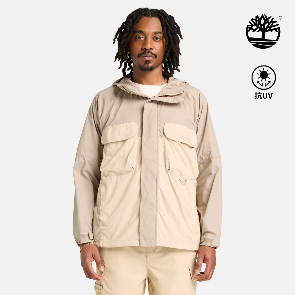 Timberland 男款淺米色連帽防曬外套|A2QV7ADH