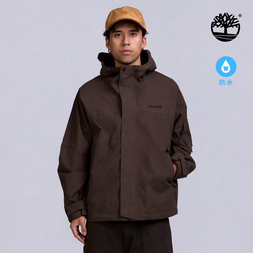 Timberland 男款深棕色寬版Utility防水外套｜0YHF7C35