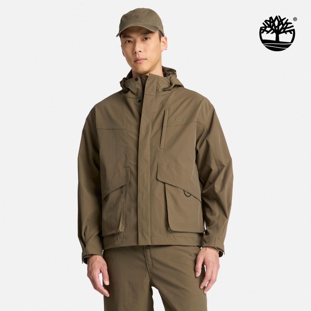 Timberland 男款褐綠色寬版防潑水外套|0YHF9AIE