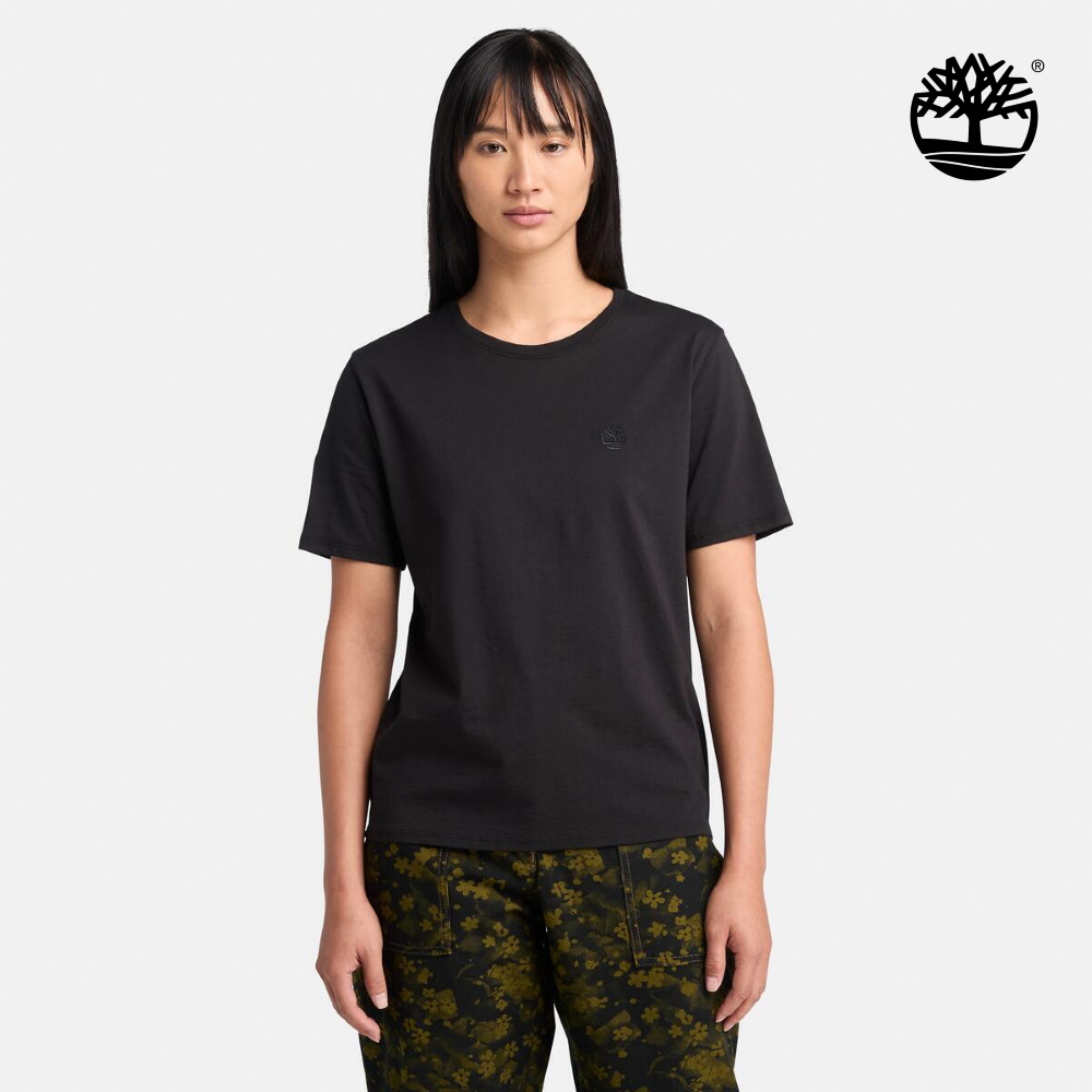 Timberland 女款黑色休閒短袖T恤|A6ATE001