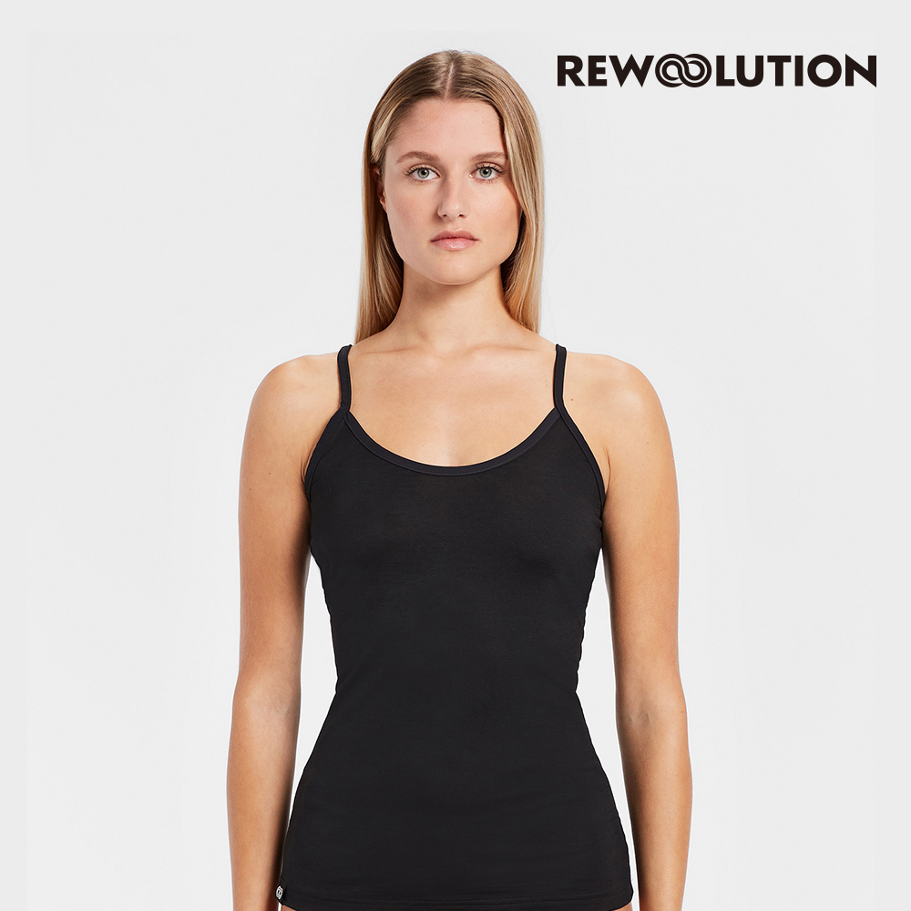 Rewoolution 女 DREW 140g背心(黑色)-吸濕排汗 羊毛背心 登山必備-REEB1WU505