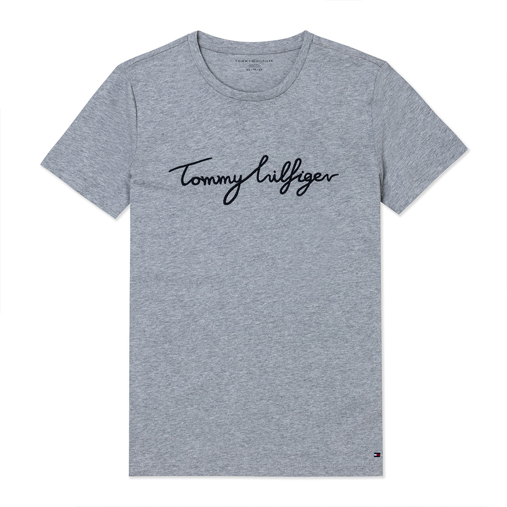 Tommy Hilfiger 熱銷刺繡文字圖案短袖T恤(女)-灰色