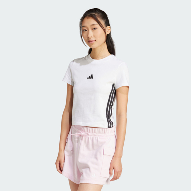 adidas 愛迪達 Adidas 愛迪達 W 3s Sj Baby T JE1239 女 T恤 運動上衣 休閒短袖 白 黑 亞版