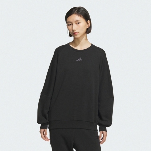 adidas 愛迪達 Adidas 愛迪達 Word Ft Crew JZ8450 女 長袖上衣 休閒長袖 黑 灰 亞版