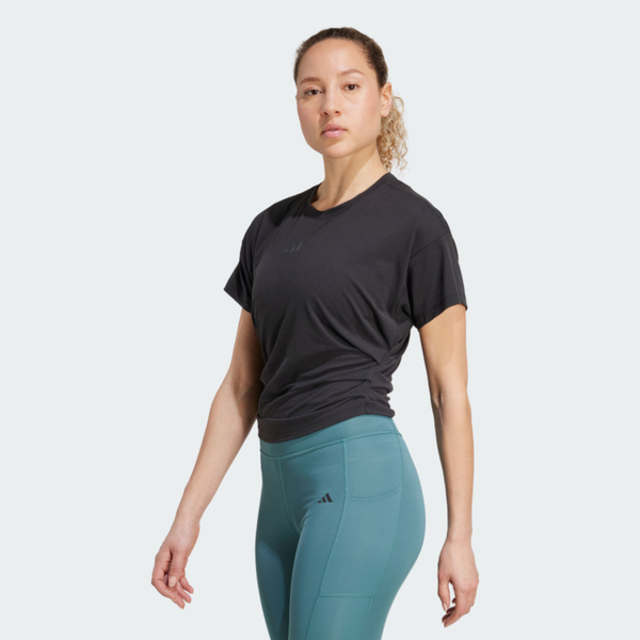 adidas 愛迪達 Adidas 愛迪達 Power Tee JX1190 女 T恤 運動上衣 休閒短袖 短版上衣 黑 亞版
