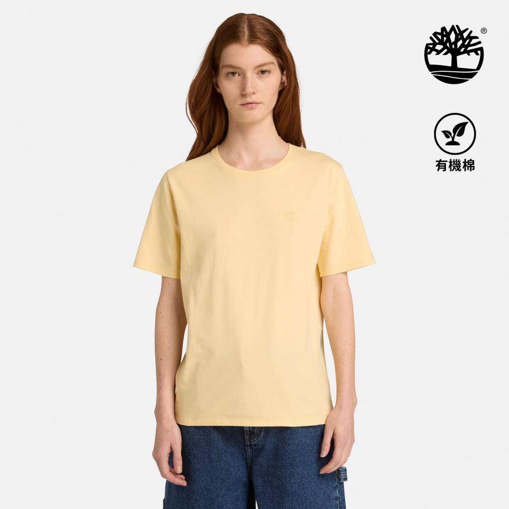 Timberland 女款淺黃色休閒短袖T恤|A6ATEA7K