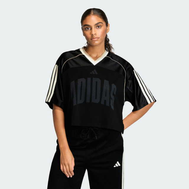 adidas 愛迪達 Adidas 愛迪達 W Sta Seas Tee JY6971 女 T恤 運動上衣 休閒短袖 V領 黑 白 亞版
