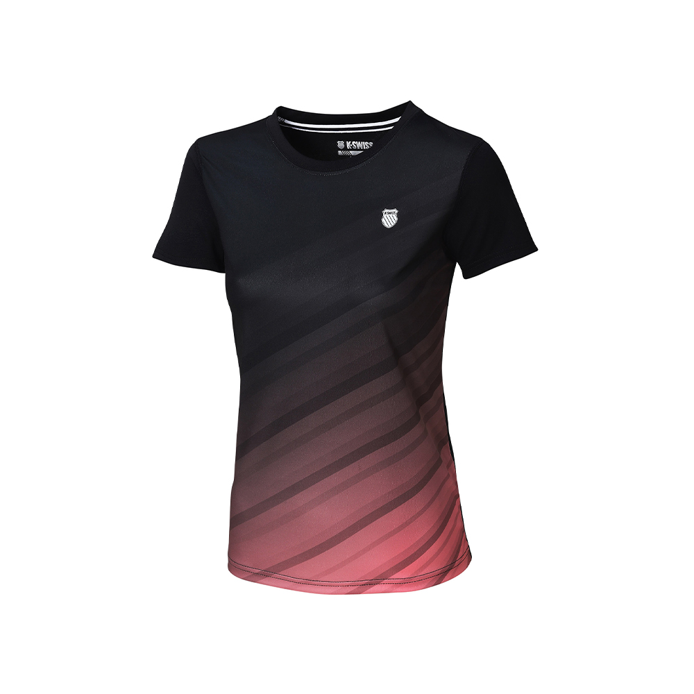 K-SWISS 運動短袖 SUBLIMATION TEE 1 涼感 排汗 女款 黑色 198076-008