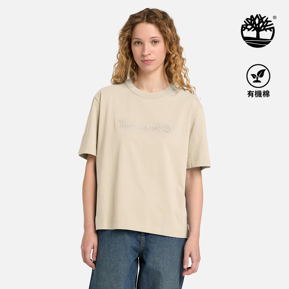 Timberland 女款淺卡其色寬版短袖T恤|A43VF260