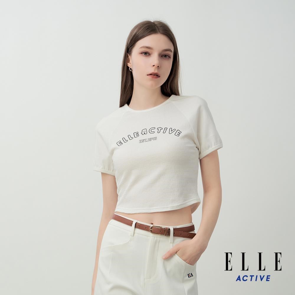 ELLE ACTIVE 女款 法式短版修身短袖T恤-白 (EA26S2W1606-90)