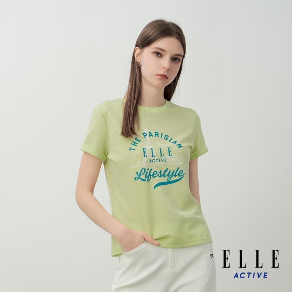 ELLE ACTIVE 女款 法式印花短袖T恤-檸檬綠 (EA26S2W1609-44)