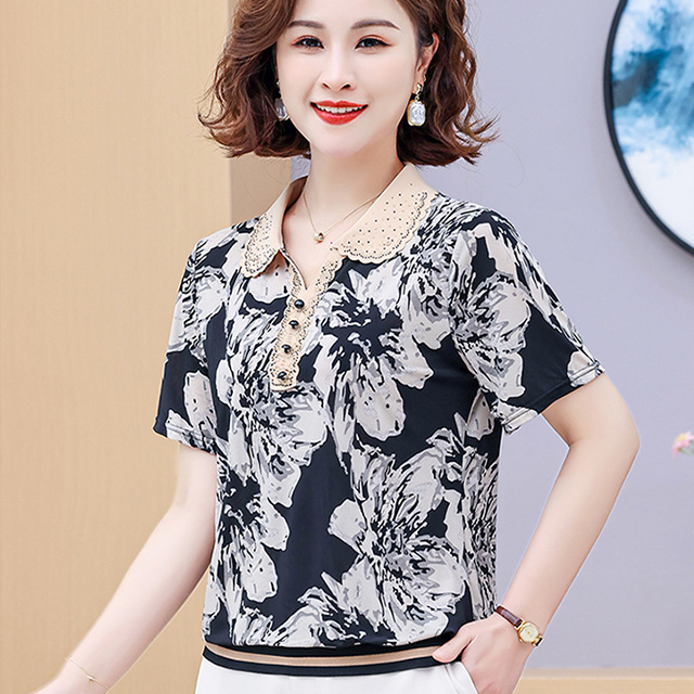 K.W. 現貨冰絲涼爽棉麻立領珍珠扣上衣(新品/上衣/休閒/印花/背心)
