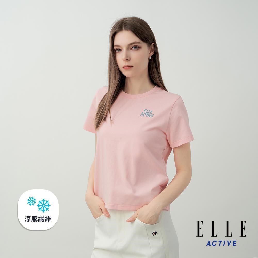 ELLE ACTIVE 女裝 純棉涼感印花短袖T恤-粉 (EA26S2W1604-72)