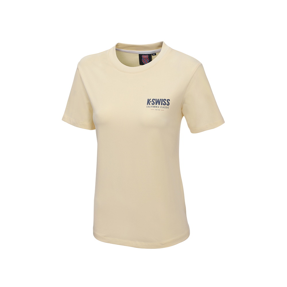 K-SWISS 短袖T恤 26SS TEE 19 W 短上衣 女短袖上衣 淺黃色 1913682-722