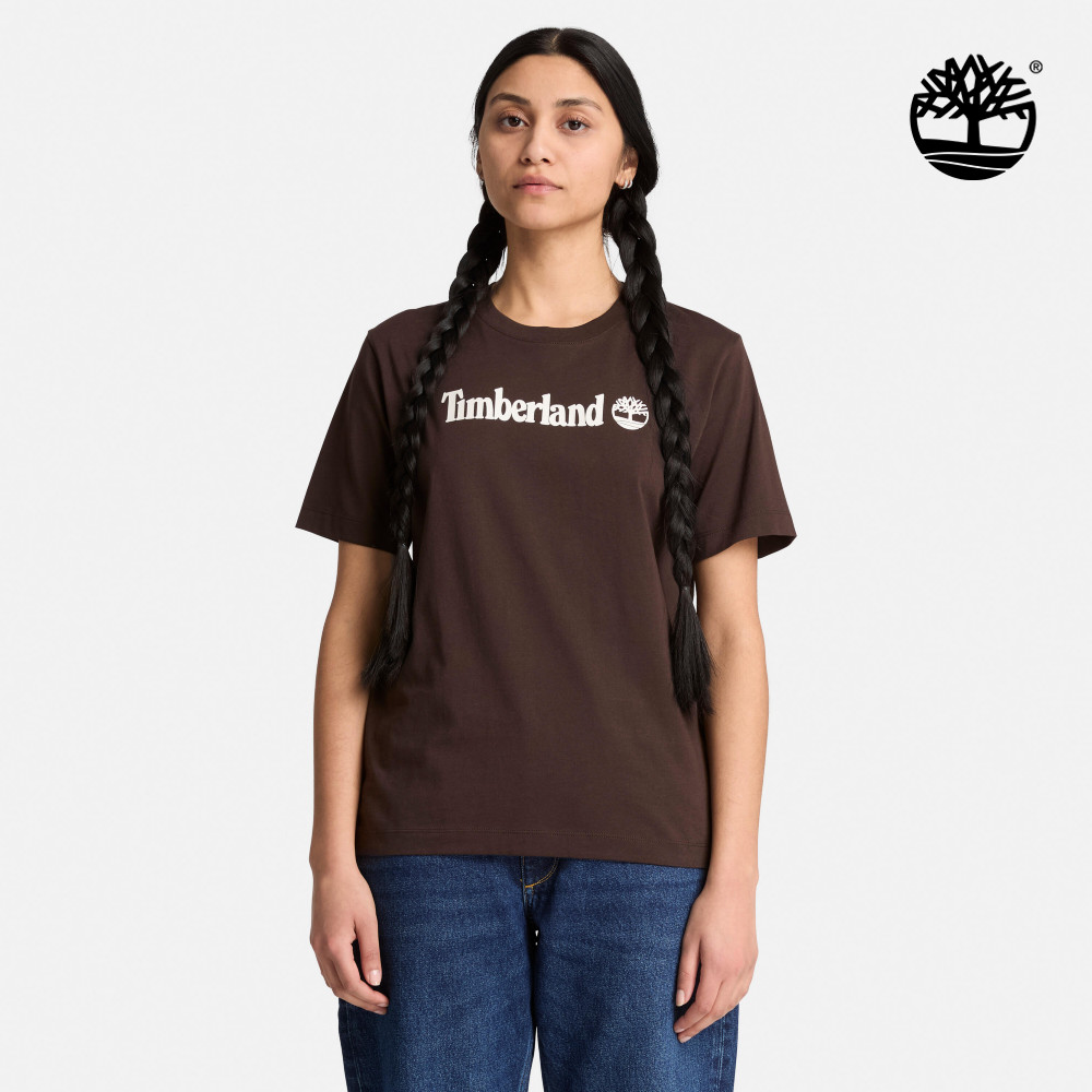 Timberland 女款深棕色LOGO短袖T恤｜0YHC9C35