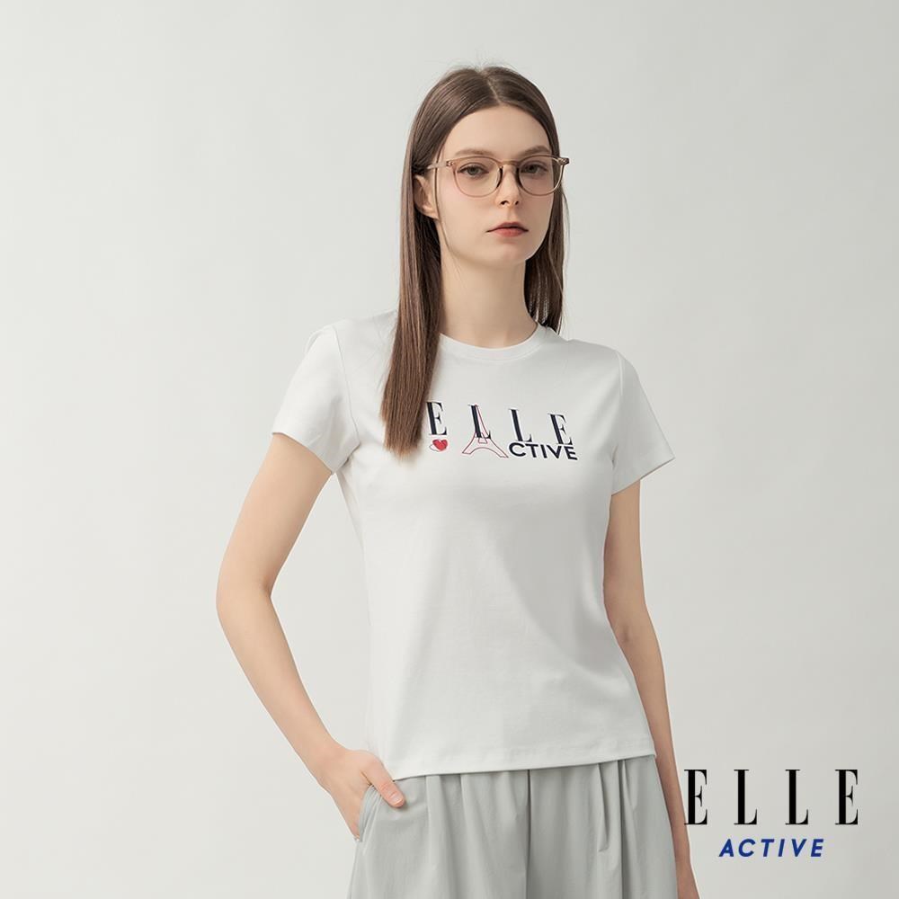 ELLE ACTIVE 女款 Logo印花圓領短袖T恤-白色 (EA26S4W1605-90)