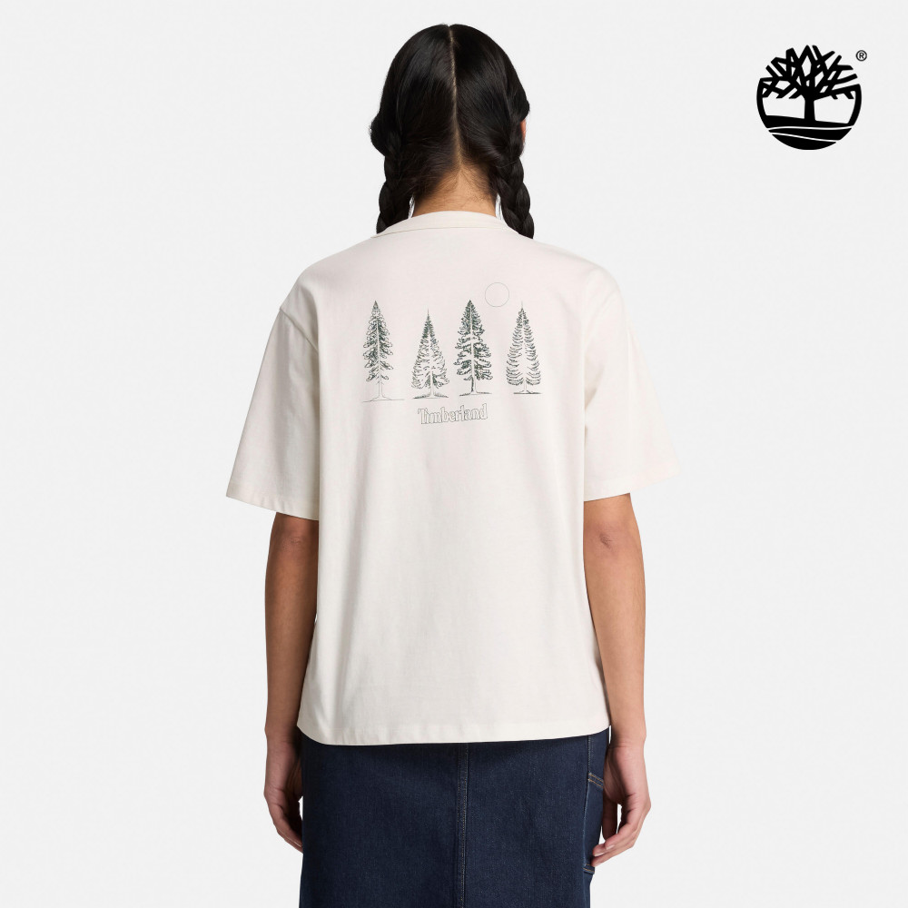 Timberland 女款白色休閒短袖T恤|0YH5UCM9