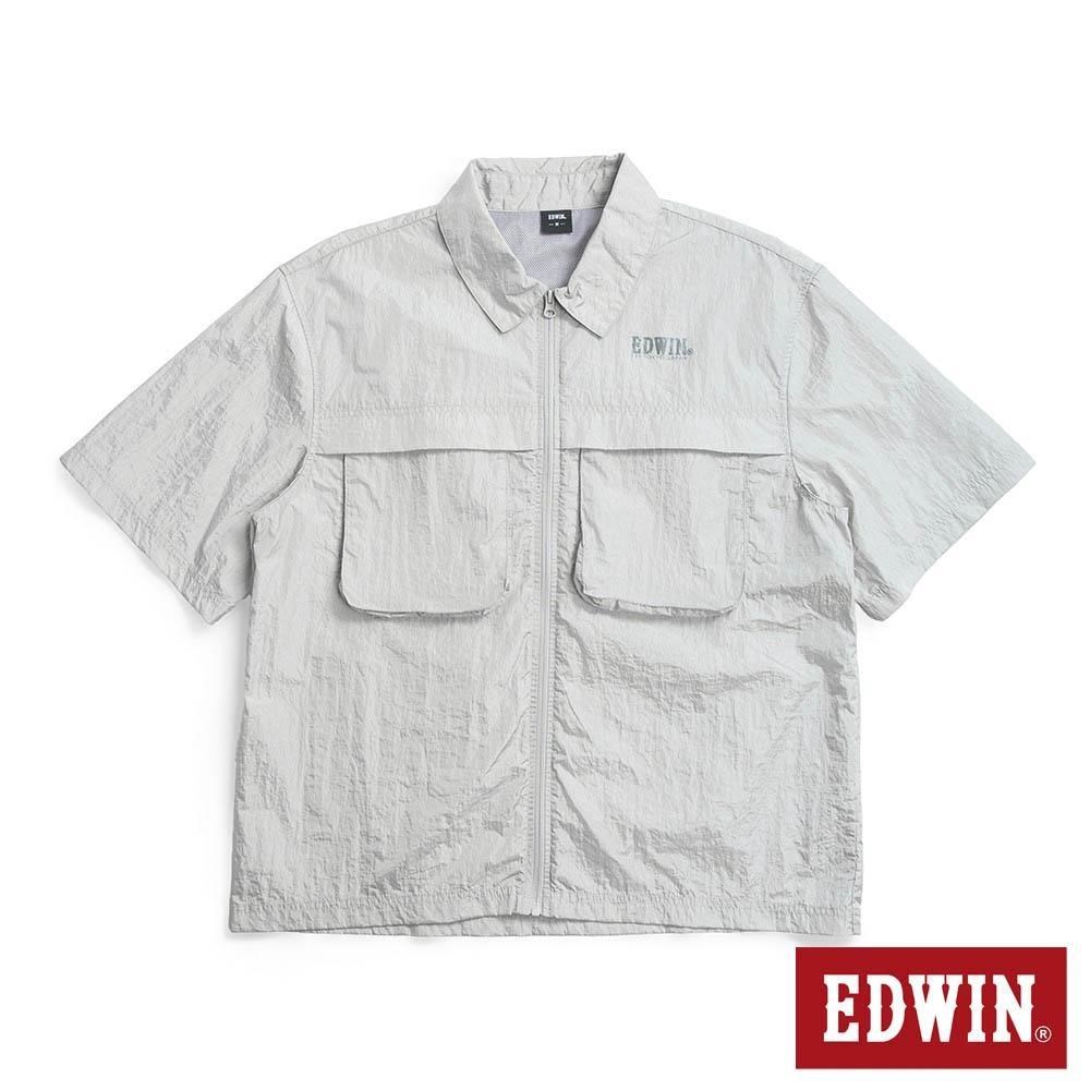EDWIN 男裝 短袖襯衫式防風外套 (淺灰色)