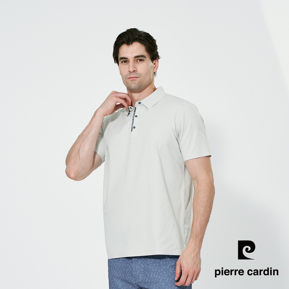 Pierre Cardin 皮爾卡登 男款 抗菌素色無縫短袖polo衫-灰色 (5257227-92)