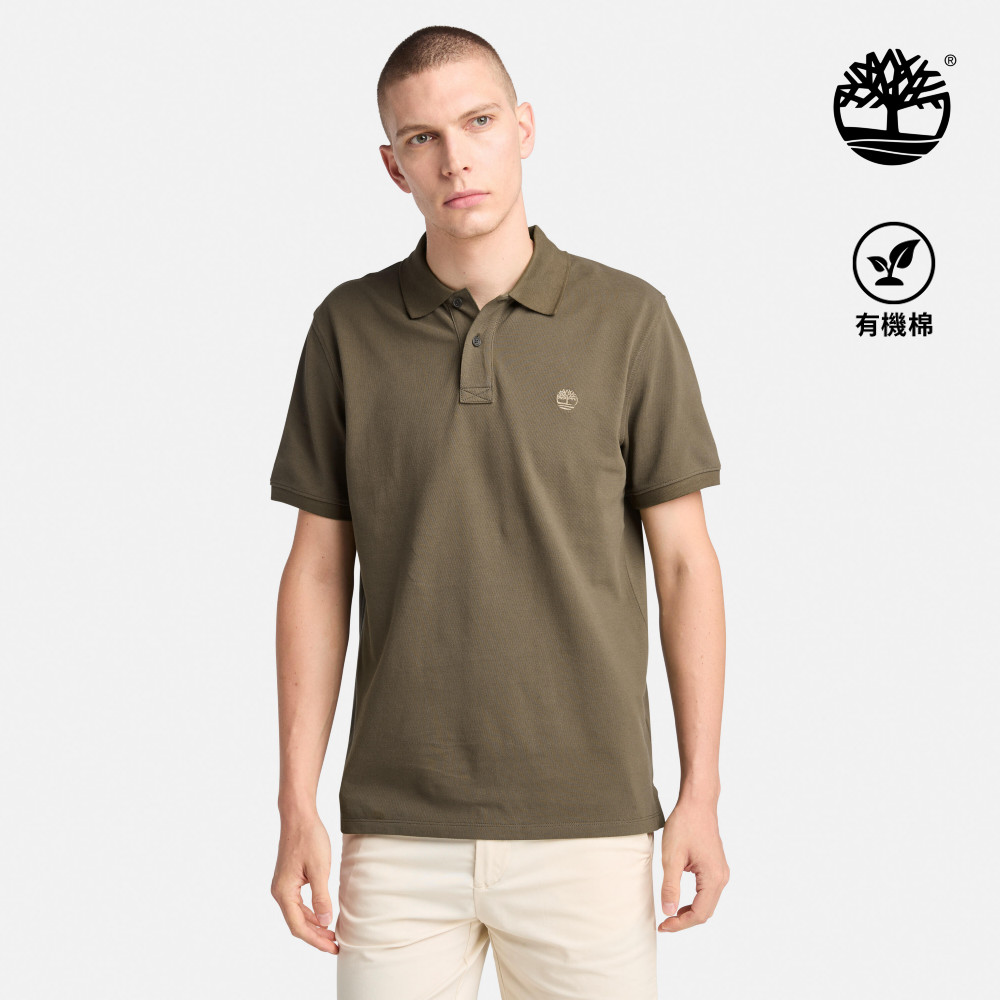 Timberland 男款軍綠色休閒短袖POLO衫|A6943A58