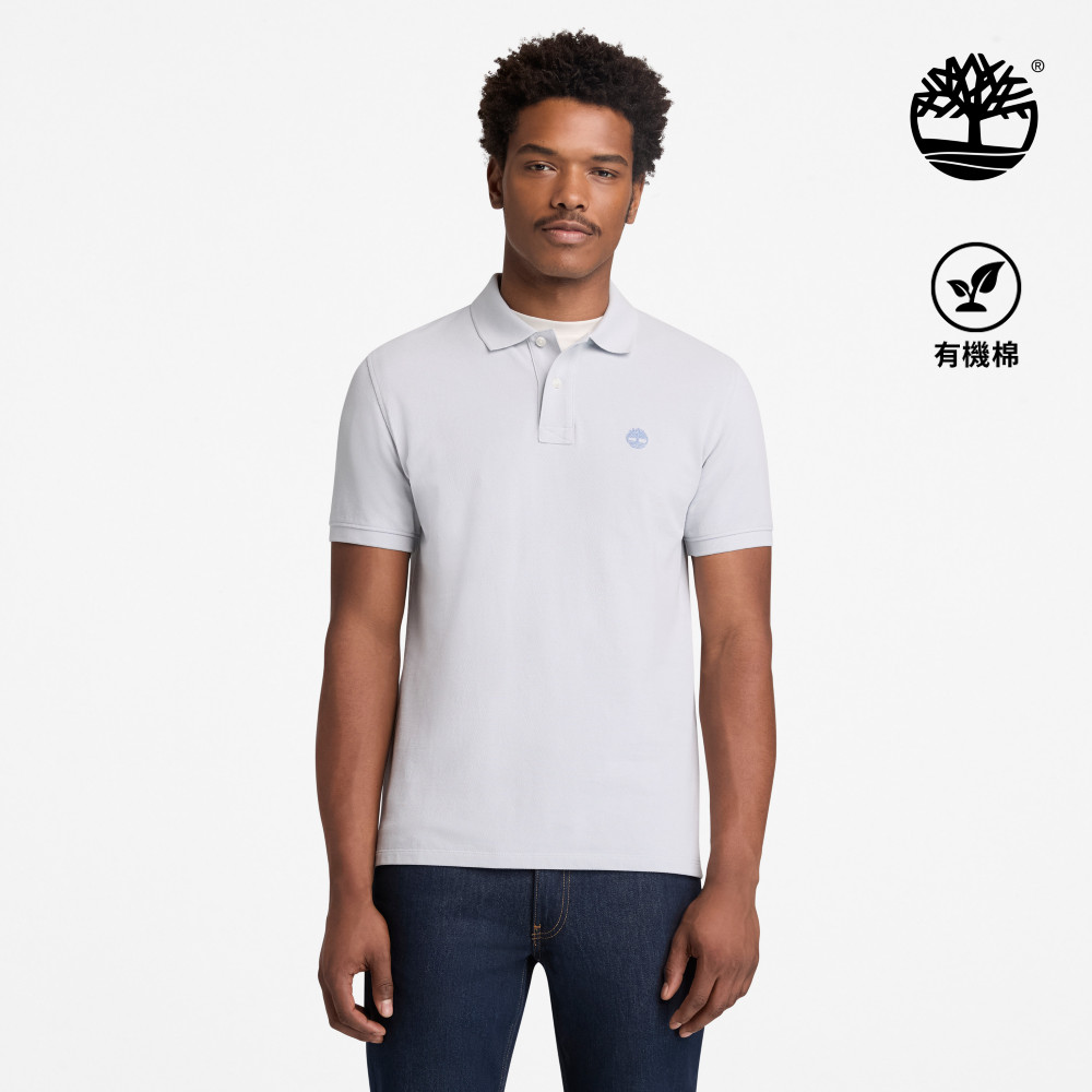 Timberland 男款灰色休閒短袖Polo衫|A6943A7E
