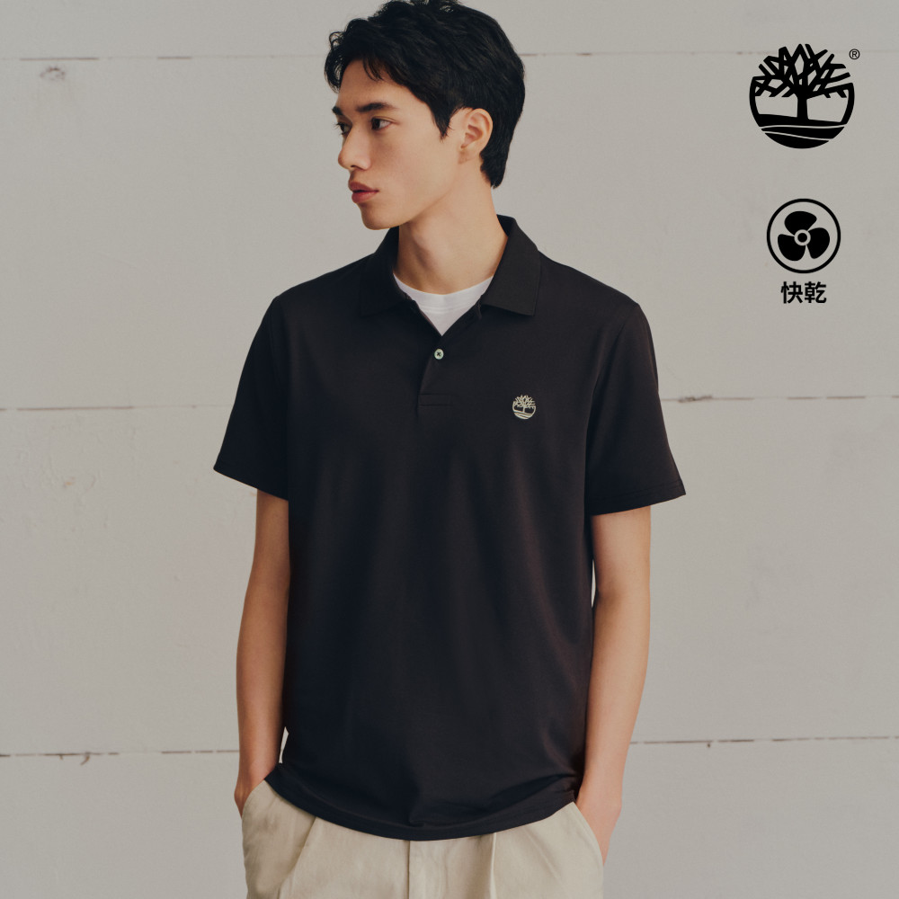 Timberland 中性黑色快乾短袖Polo衫｜A66DU001
