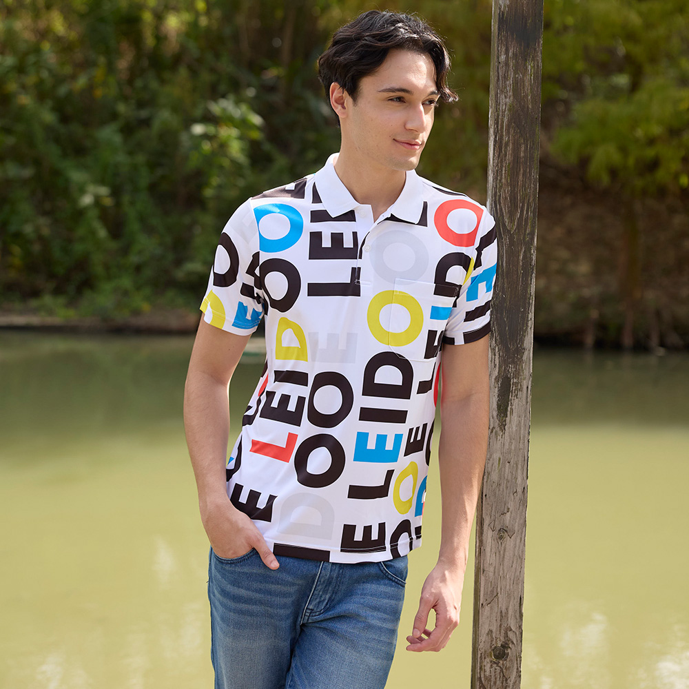 LEIDOOE logo元素細針雙面排汗男短POLO衫(96186)