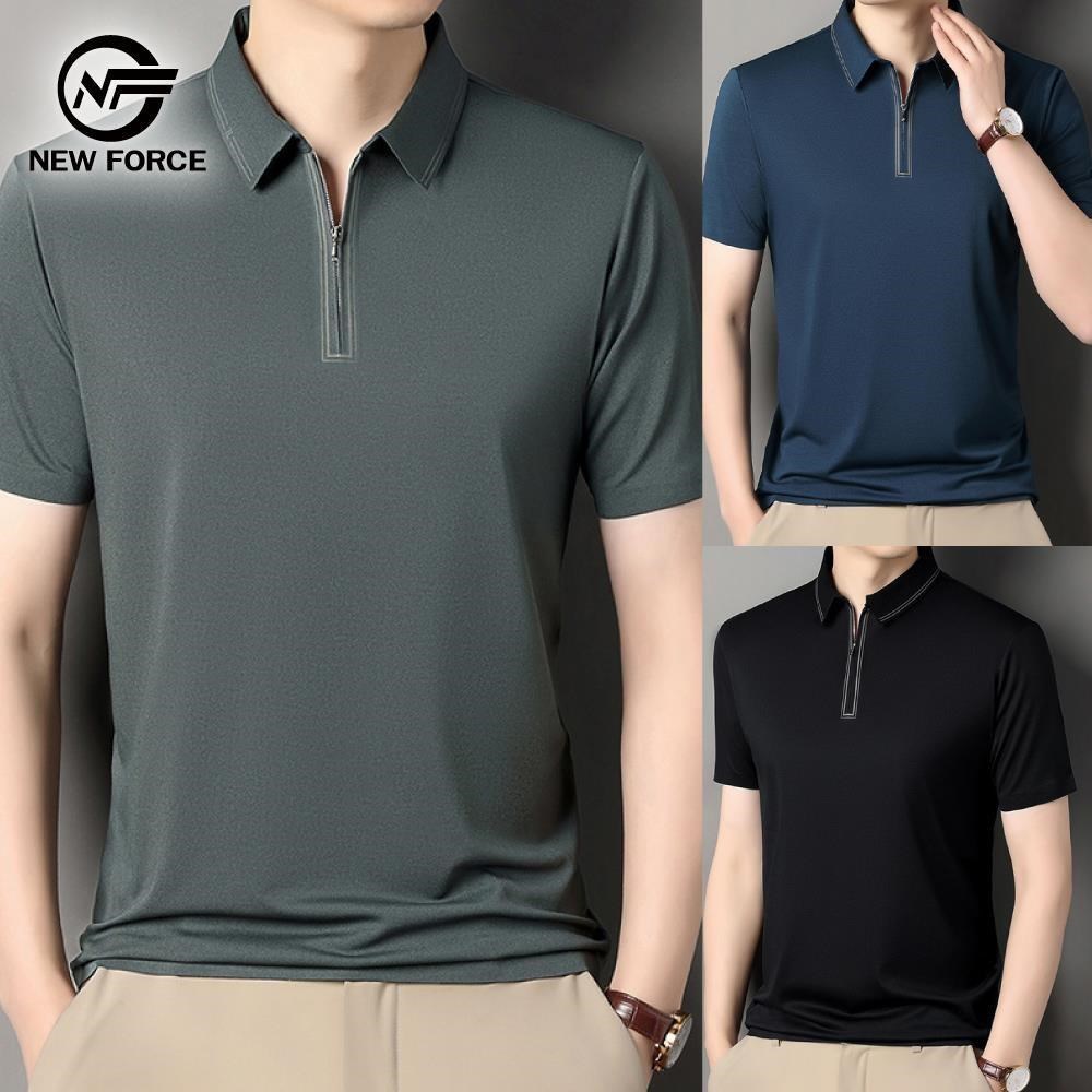 NEW FORCE 紳雅氣質拉鍊短袖男POLO衫