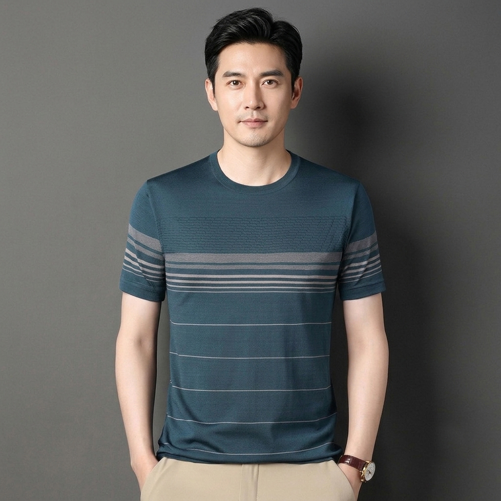 KissDiamond 中年男裝冰絲翻領休閒POLO短袖(穩重/冰絲/POLO衫/KDTY-212)