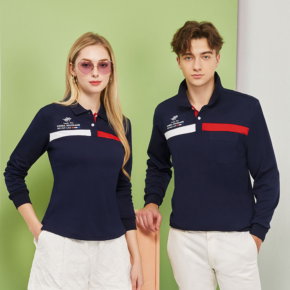 Londa Polo PK雙棉吸排男版長袖POLO衫(P248301黑藍色)