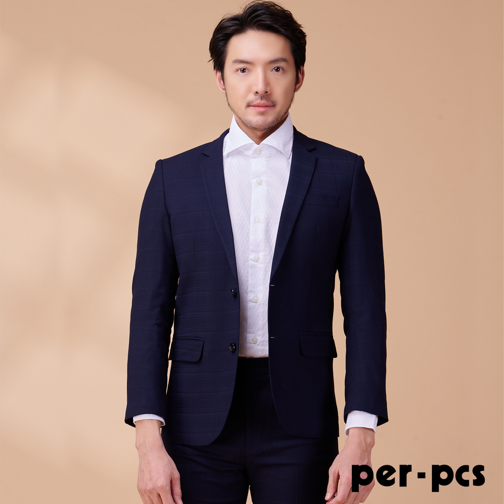 per-pcs 派彼士 紳士低調線條設計合身西裝_藍黑(725301)