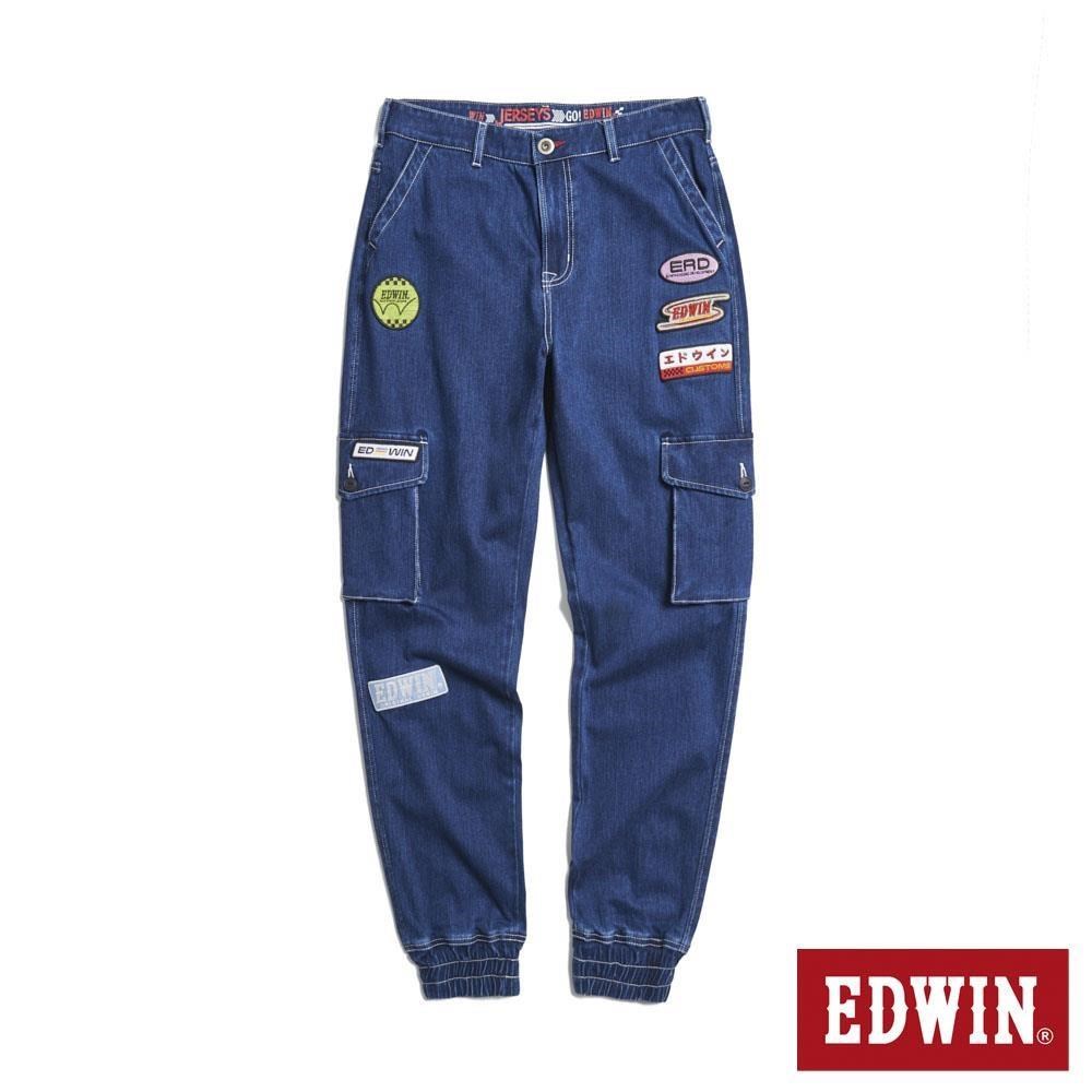 EDWIN 男裝 JERSEYS迦績 賽車徽章丹寧束口迦績褲 (石洗綠)