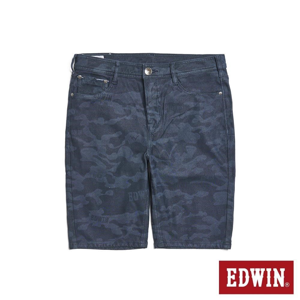 EDWIN 男裝 EDGE 加大碼 迷彩色丹寧短褲 (丈青色)