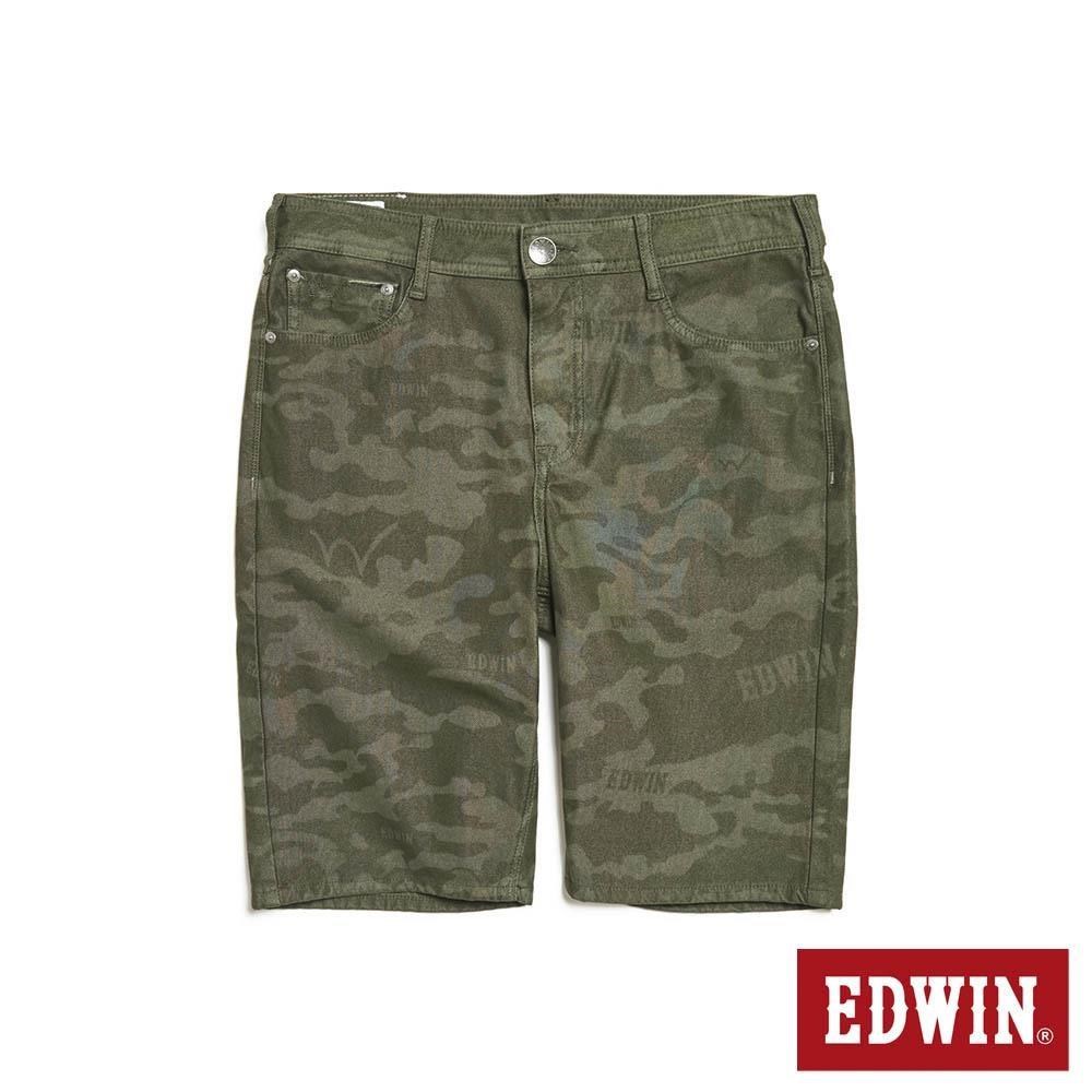 EDWIN 男裝 EDGE 加大碼 迷彩色丹寧短褲 (墨綠色)