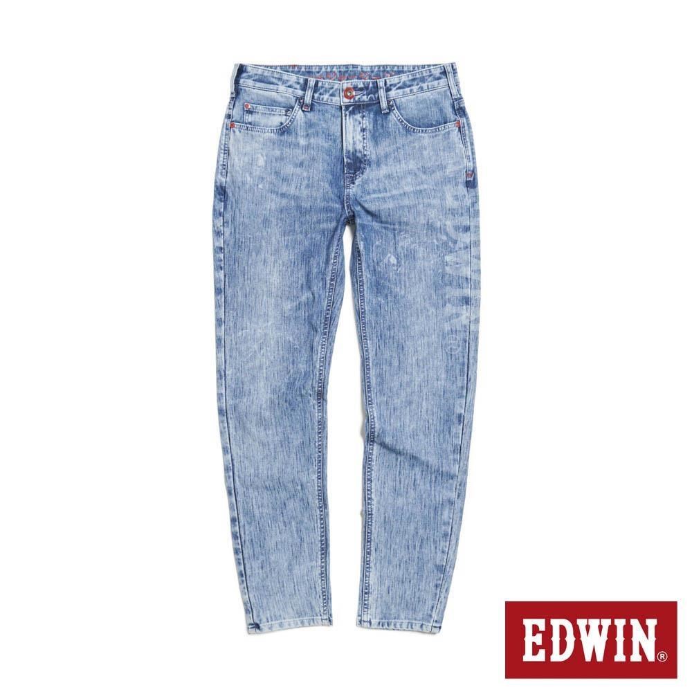 EDWIN 男裝 JERSEYS 斜雷射字修身中腰丹寧錐形迦績褲 (重漂藍)