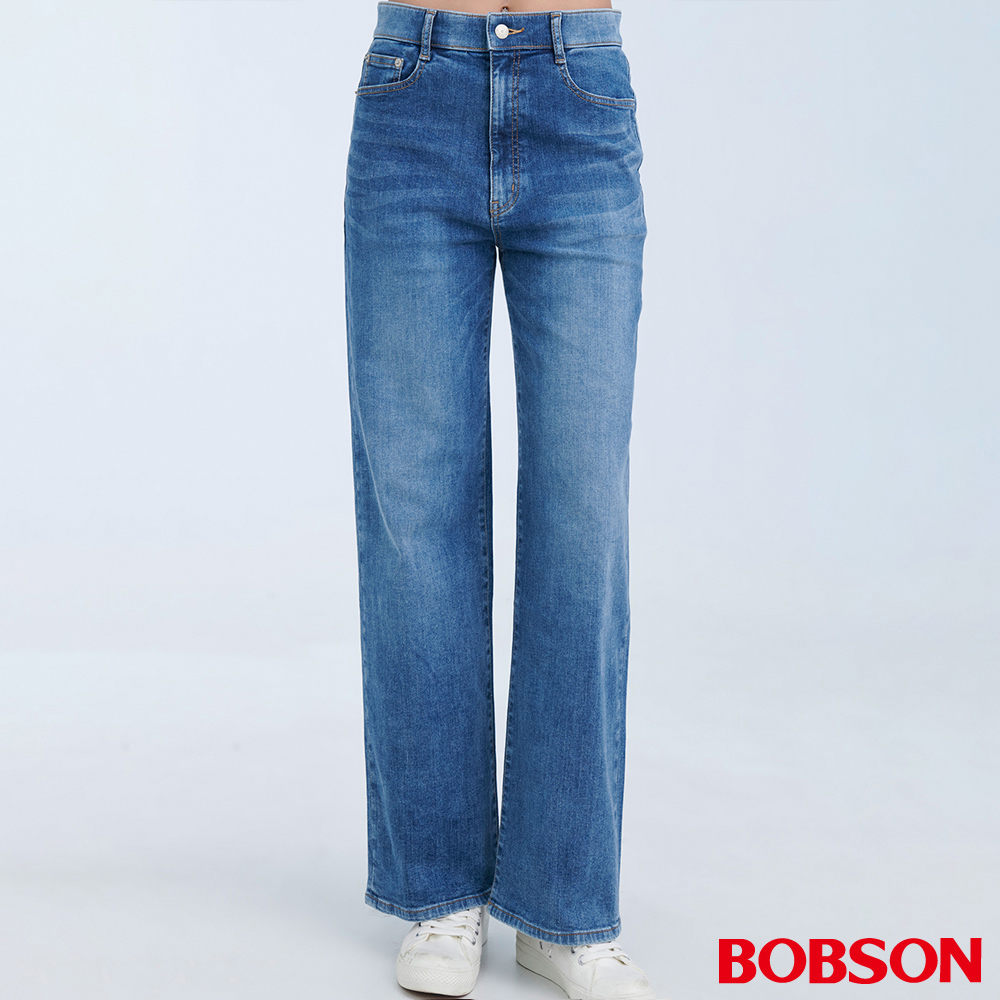 BOBSON 女款AI體控寬直筒褲 (8259-58)