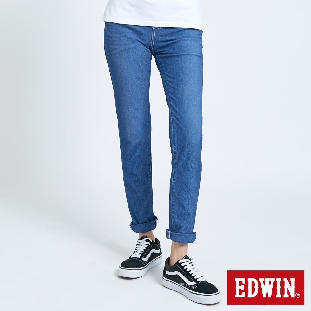 EDWIN 女裝 JERSEYS 迦績 EJ7 透氣錐型牛仔褲 (拔洗藍)