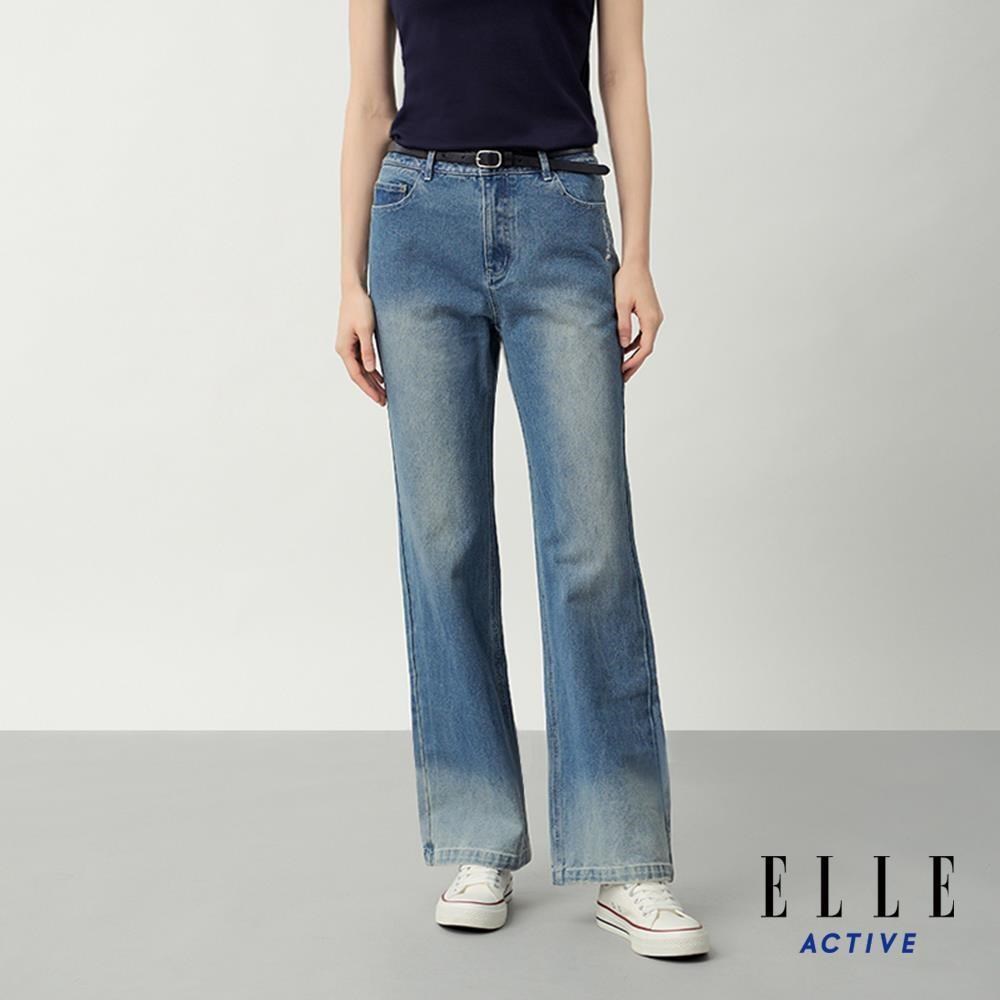ELLE ACTIVE 女款 美式復古微喇叭牛仔褲-藍 (EA26S2W3403-35)