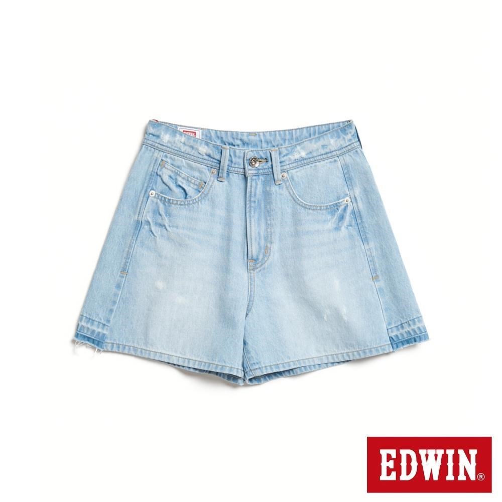 EDWIN 女裝 剪裁丹寧短褲 (漂淺藍)