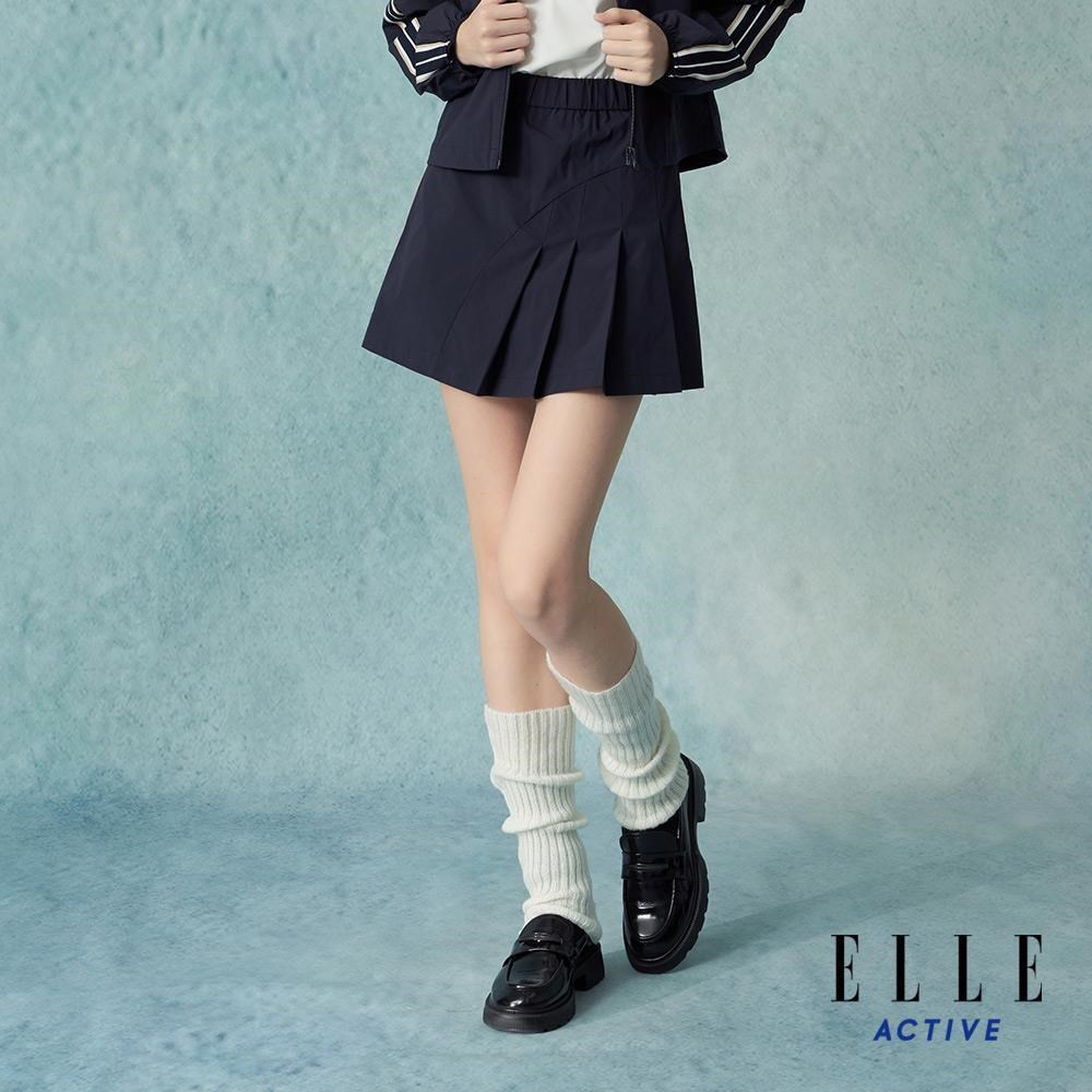 ELLE ACTIVE 輕量織帶拼接運動百褶裙-深藍 EA25A1W210139