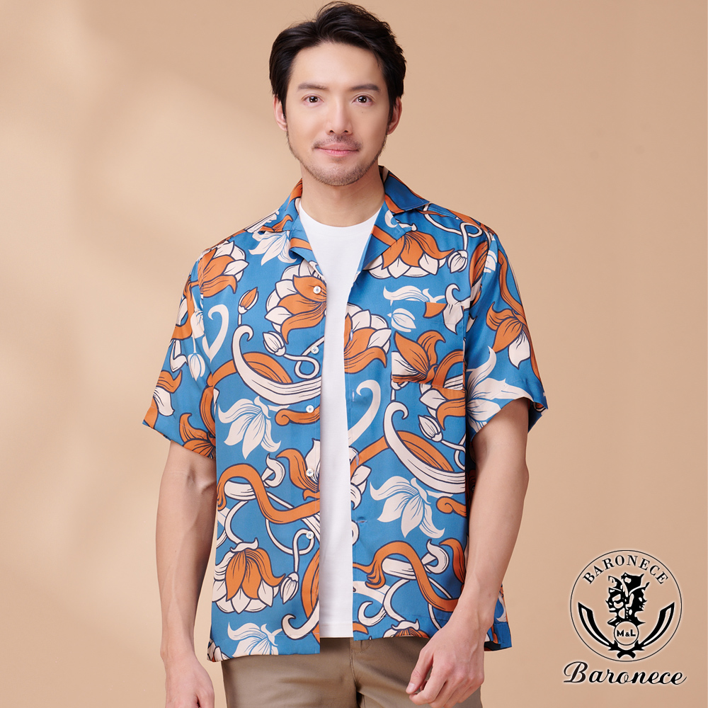 BARONECE 夏季度假風格印花休閒襯衫(331602-09)
