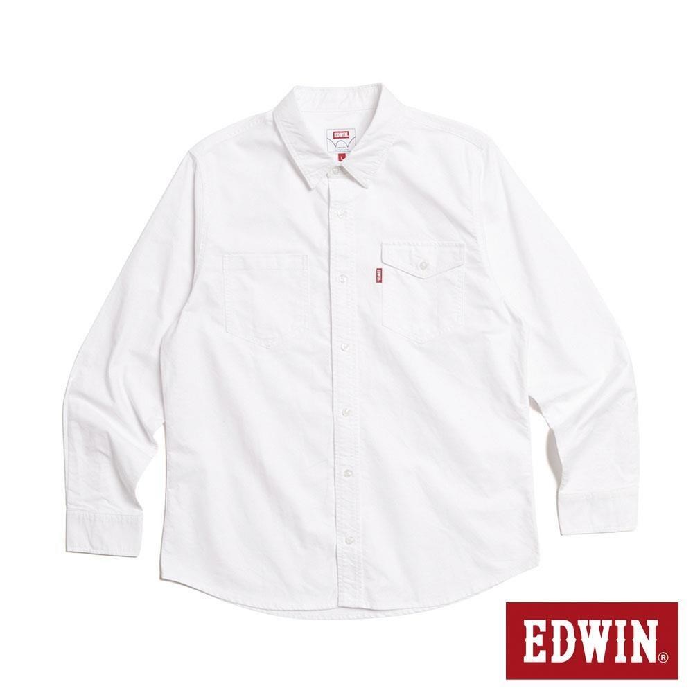 EDWIN 男裝 牛津基本長袖襯衫 (白色)